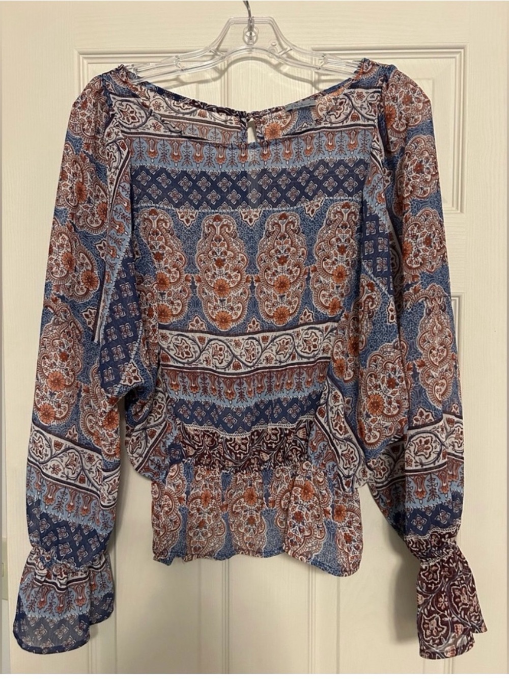 Boho Paisley Long-Sleeve Blouse